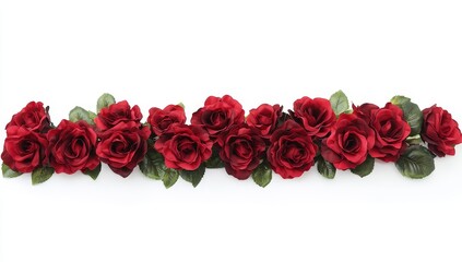 Red rose garland isolated on white background.