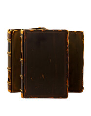 Old Vintage Antique Aged Rarity Book Cover Collection Set Isolated on Black. Rough Damaged Shabby Scratched Wrinkled Paper Cardboard Texture. Front View, digital art, with white tones