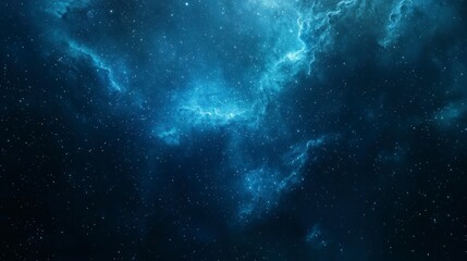 Blue galaxy with glowing stars and swirling nebula in deep space