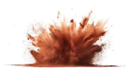 Explosion of sand and smoke, transparent background