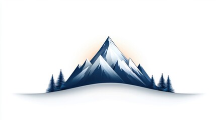 Fototapeta premium Majestic grey mountain illustration nature scene graphic art serene environment front view minimalist concept