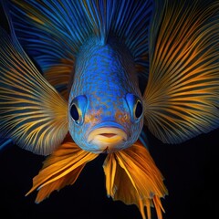 Fototapeta premium A vibrant close-up of a colorful fish showcasing intricate patterns and flowing fins.