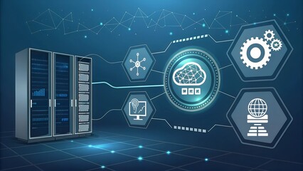 Digital background perfect for tech processes, neural networks, artificial intelligence, data transfer and encryption, digital archives, sound 
