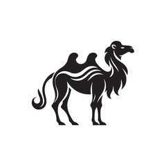 Black Color Arabian Camel silhouette design Vector Illustration, Solid White Background 14.eps