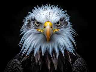 Obraz premium A close-up portrait of a majestic eagle with striking features and intense gaze.