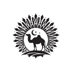 Black Color Arabian Camel silhouette design Vector Illustration, Solid White Background 20.eps