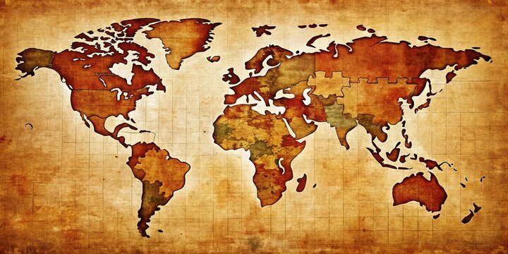 Vintage World Autism Awareness Day Puzzle Map Poster Background