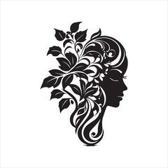 Woman with Flowers Vector Illustration