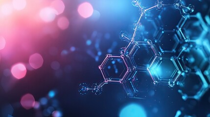 Abstract hexagonal molecular structures in technology background and science style. Medical design.
