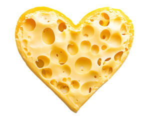 Heart-shaped cheese with holes showcasing a playful and creative food design