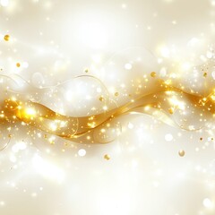 Gold and white background with a wavy line and lots of sparkles