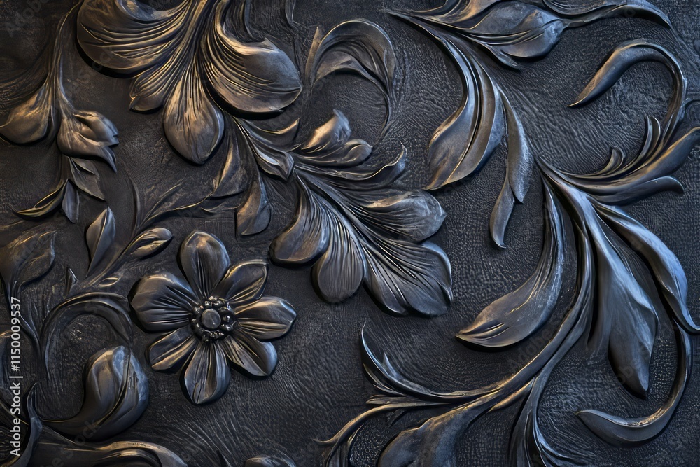 Poster intricate embossed matte ceramic texture featuring floral designs and detailed patterns