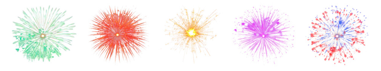 PNG Vibrant fireworks display celebration, element set on transparent background