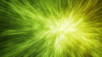 A vibrant explosion of green light radiates outward, creating a dynamic and energetic visual effect that evokes feelings of movement and vitality.
