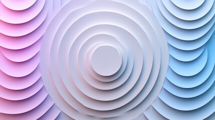 Obraz premium Abstract Pastel Concentric Circles: A Modern Minimalist Design with Layered Circular Patterns in Soft Pink, White, and Blue Hues
