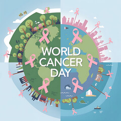 world cancer day purple ribbon concept event poster World cancer day, February 4th