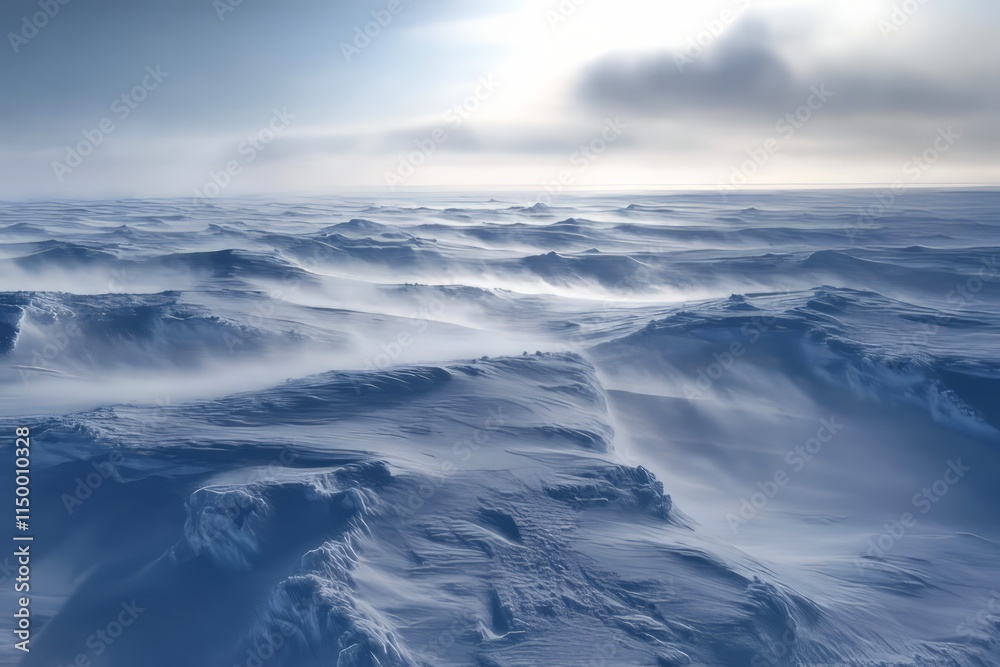 Poster multi-layered ice texture with misty surface and depth showcasing winter's serene beauty in a remote