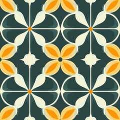 Fototapeta premium Pattern of flowers in a blue and yellow color scheme