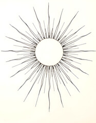 Obraz premium Sun rays hand drawn, linear drawing, detailed, with white tones