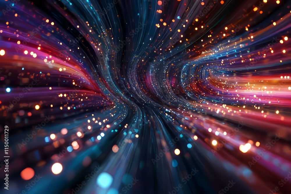 Aufkleber shimmering lights in a motion blur create a captivating visual of flowing colors at night