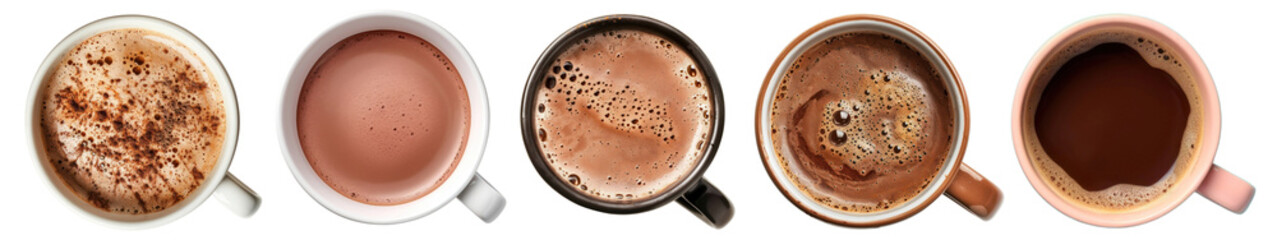Hot coffee png cut out element set, transparent background