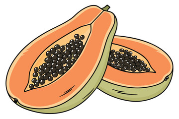 papaya fruit on white background