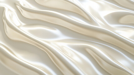 Fototapeta premium A smooth, flowing fabric with a glossy sheen, showcasing soft, elegant waves in a creamy white hue.