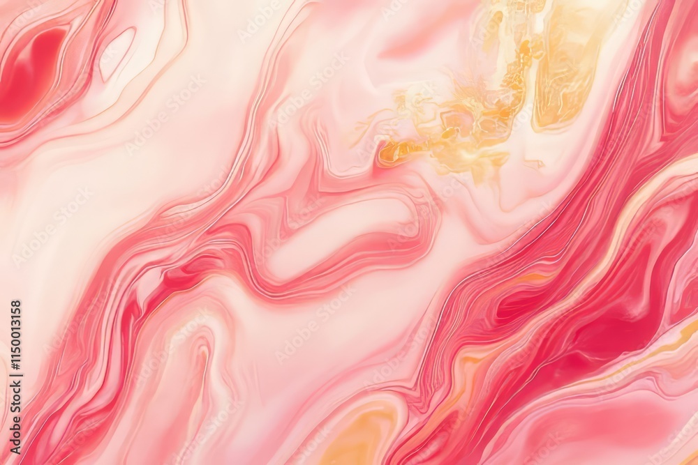 Poster smooth marble texture with bold swirling veining in shades of pink and gold creating an elegant desi