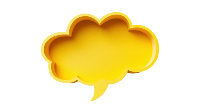 Yellow speech bubble, transparent background