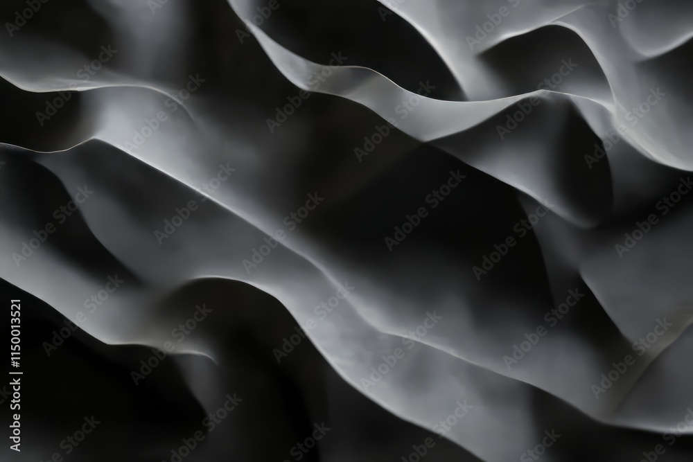 Poster Shadow play creates soft textures with contrasting light and dark areas over organic forms in a minimalist composition