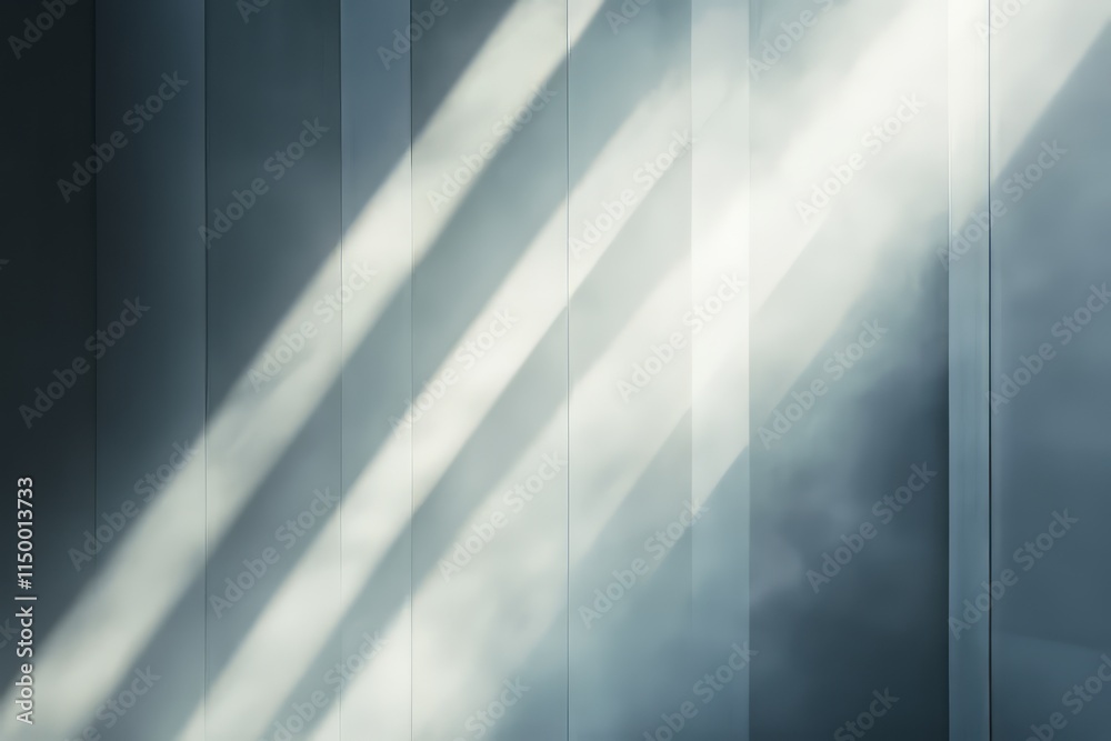 Poster subtle sun rays pierce through mist creating a serene atmosphere in a quiet room at dawn