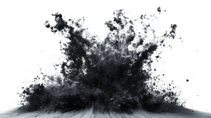 Explosion of sand and smoke, transparent background