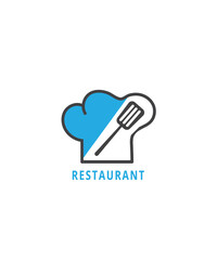 chef logo with spatula, chef hat and spatula logo design