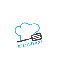 chef logo with spatula, chef hat and spatula logo design