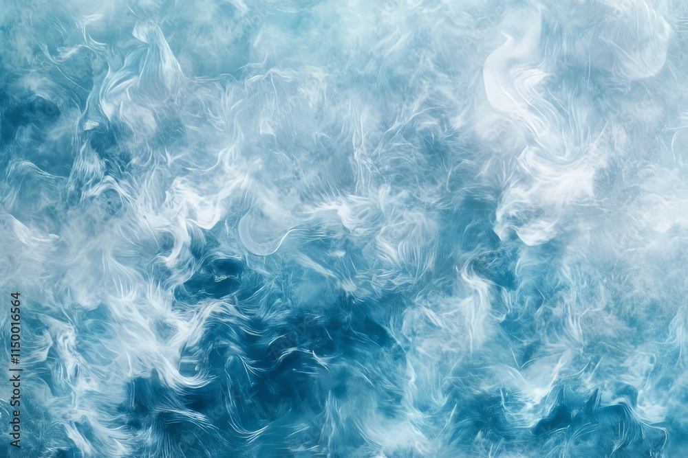 Aufkleber Translucent blue frosty ice texture creates a mesmerizing icy surface with swirls and patterns
