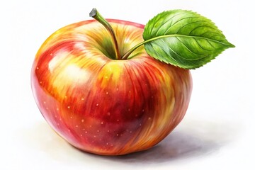 Watercolor Apple Illustration: Juicy Summer Fruit PNG - High-Resolution Stock Image