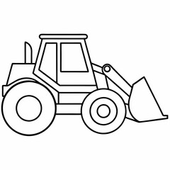 Simple Bulldozer Outline for Children's Illustration