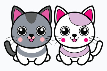 two cat setting silhouette color