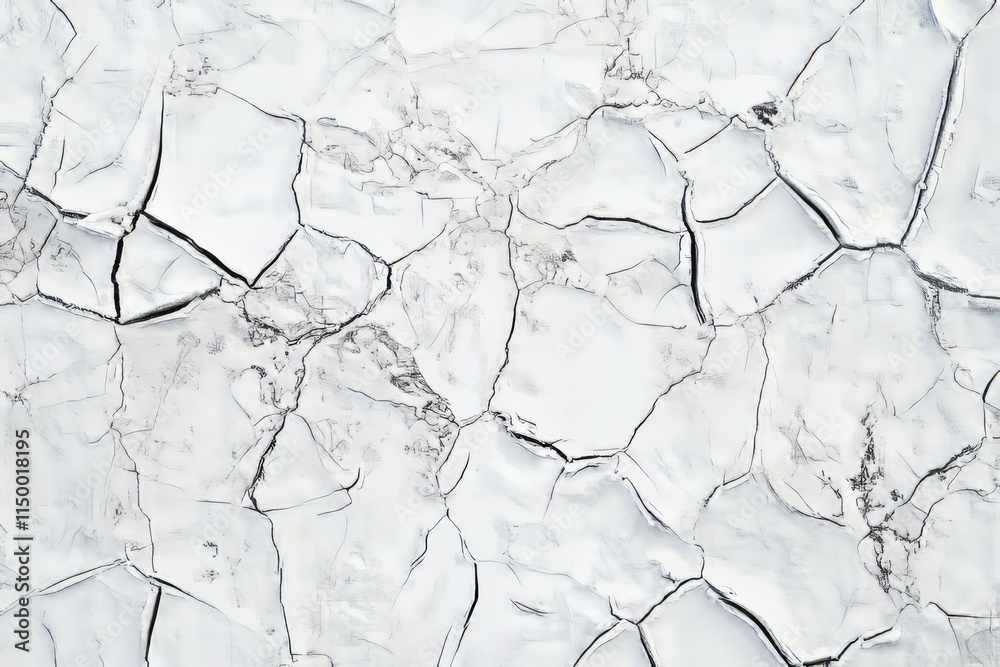 Poster frozen lake surface texture with intricate cracks showcasing nature’s unique patterns during winter