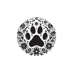 Black Color Animal Footprint silhouette design Vector Illustration, Solid White Background 12.eps