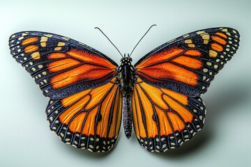 Naklejka premium monarch butterfly rests gracefully showcasing its bright orange and black wings.