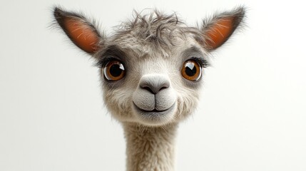 Obraz premium Adorable cartoon alpaca portrait, close-up.