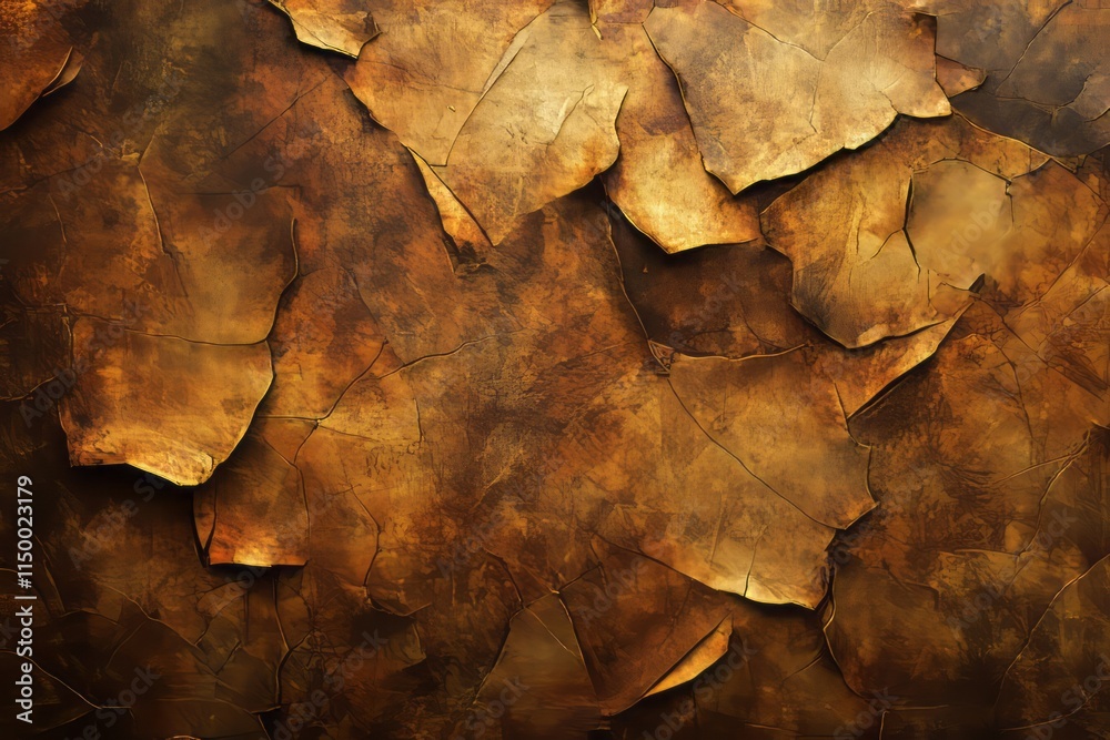 Poster textured surface showcasing jagged edges with rich brown tones and intricate patterns