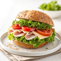 sandwich with ham and vegetables