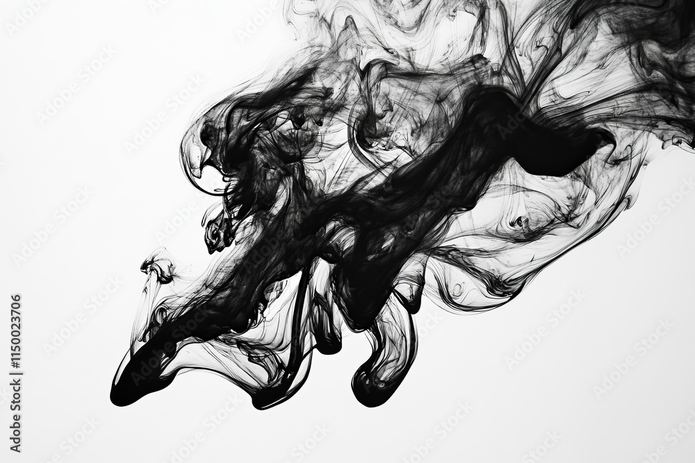 Aufkleber Faint ink smudges create an abstract texture with flowing lines and shapes