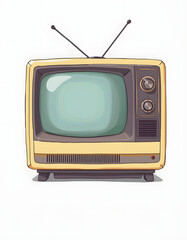 Old color TV, hand-drawn digital illustration, with white tones
