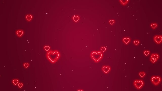 Red hearts 4k loop background animation
