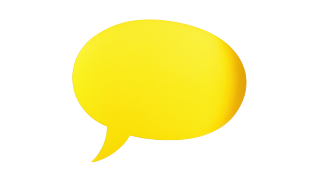 Yellow speech bubble, transparent background