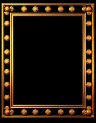 Empty movie started retro film frame isolated on black background. Decorative vintage golden symbol of cinema entertainment template vector illustration, detailed, with white tones