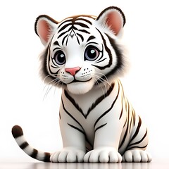 Obraz premium Photo of a white tiger, isolated on a white background, white tiger Generative AI